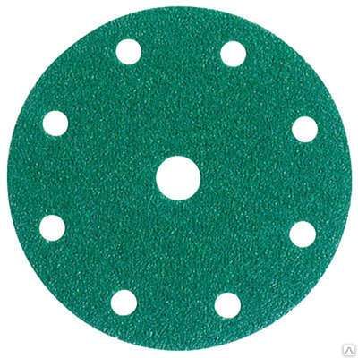 Абразивные круги на липучке, диам. 150 мм. 9 отв. 245 зеленая серия