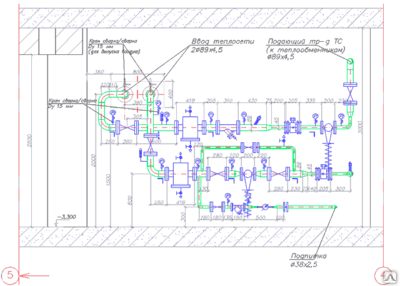 Узел ввода отопления в здание чертеж
