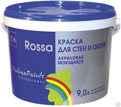 Краска для стен и обоев моющаяся РОСА ВД-АК 216 9 л