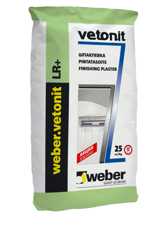 Шпаклевка финишная полимерная для сухих помещений + Weber.vetonit LR, 22 кг