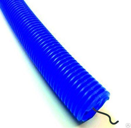 Труба гибкая гофрированная ПНД 40 мм синяя с протяжкой