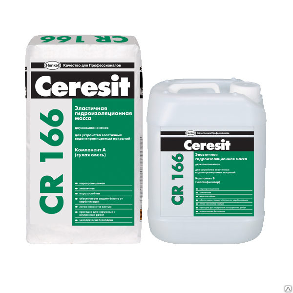 Эласт. гидроизоляция Ceresit CR 166 компонент А (сухая смесь) 24кг