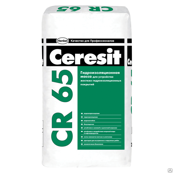 Жесткая гидроизоляционная масса Ceresit CR 65, 25кг