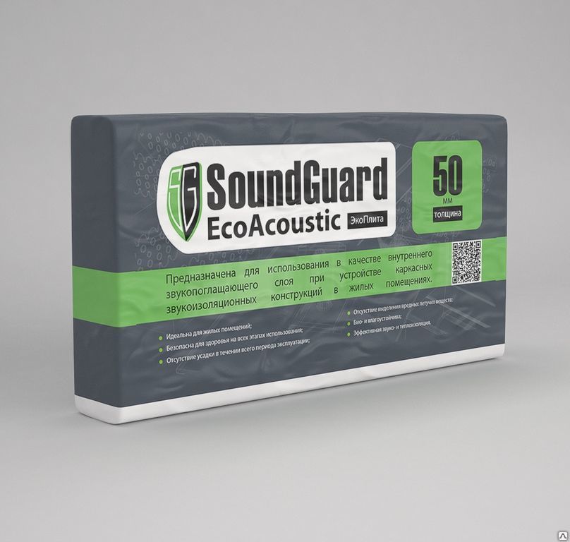 ЭкоВата SoundGuard EcoAcoustic 30 1250х600х50мм/0,15м3/3м2