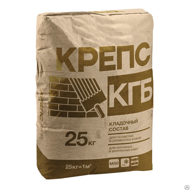 Кладочная смесь КГБ для газобетона 25 кг КРЕПС