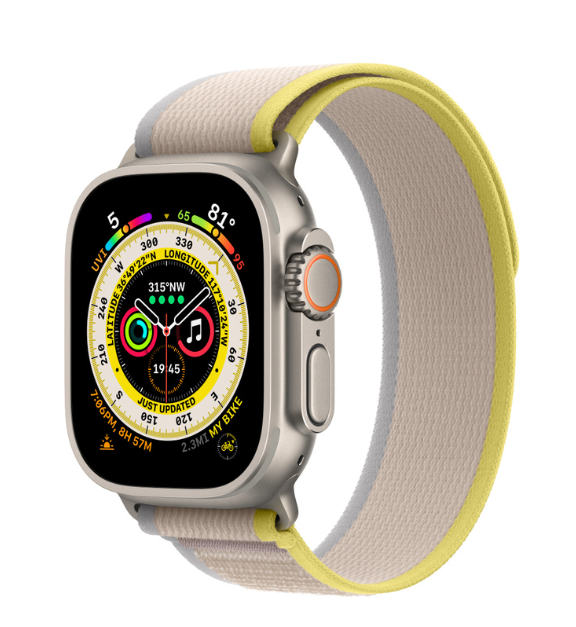 Часы Apple Watch Ultra 49mm Titanium, Yellow/Beige Trail Loop S/M