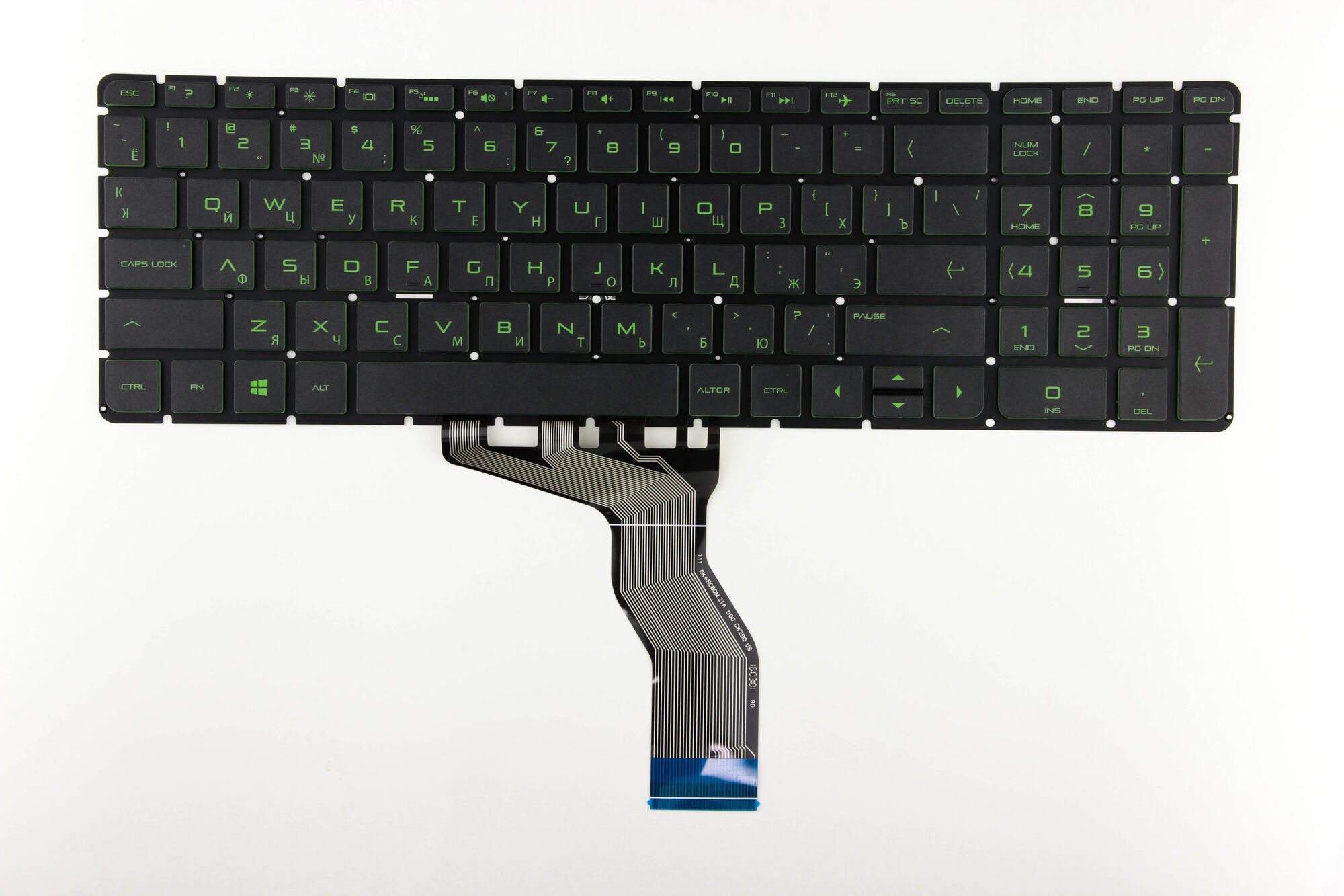 Клавиатура для HP 15-ab 17-g Черная с зеленой подсветкой p/n: 809031-251