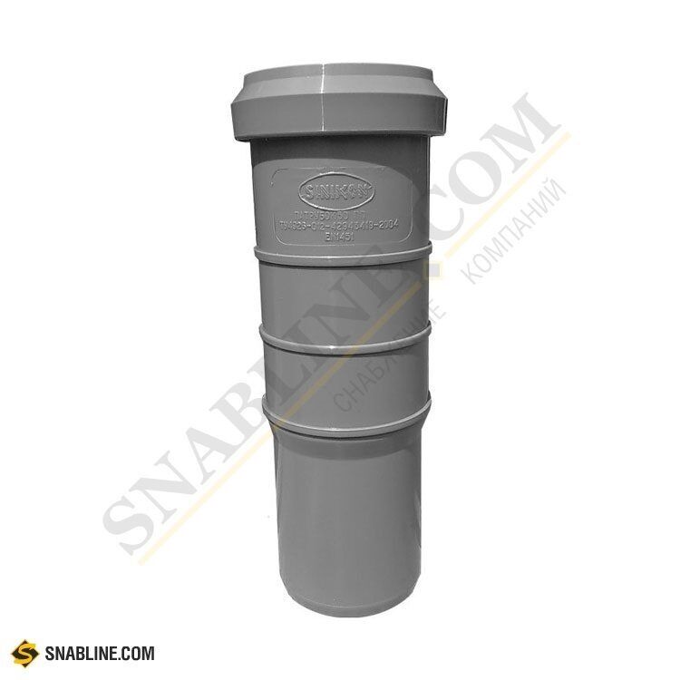 Патрубок внутренний компенсационный SINIKON полипропиленовый (серый), 50 мм