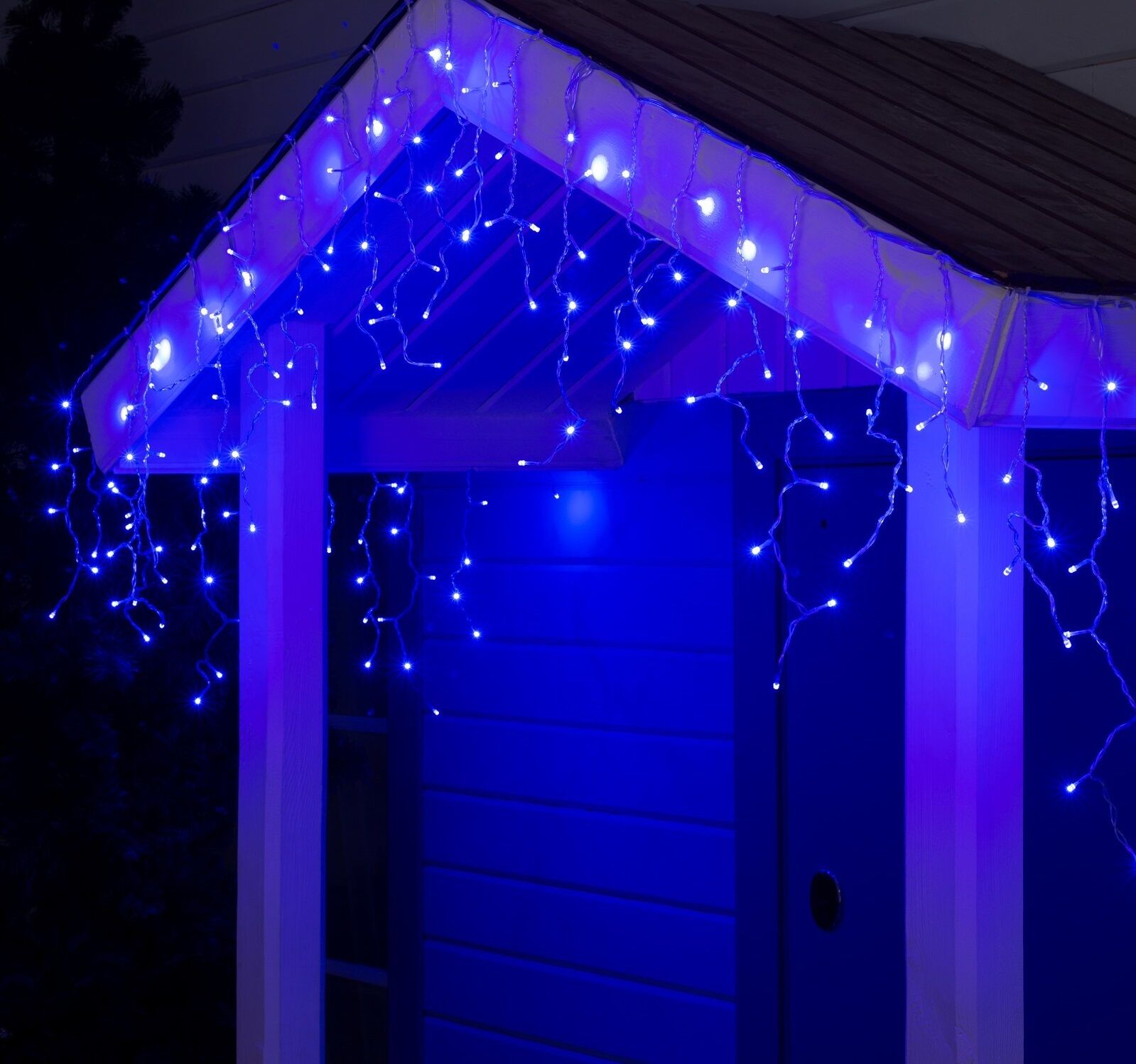 Гирлянда "Бахрома" уличная, 3х0.6 м, 160 LED, провод белый ПВХ, мерцает, разноцветная