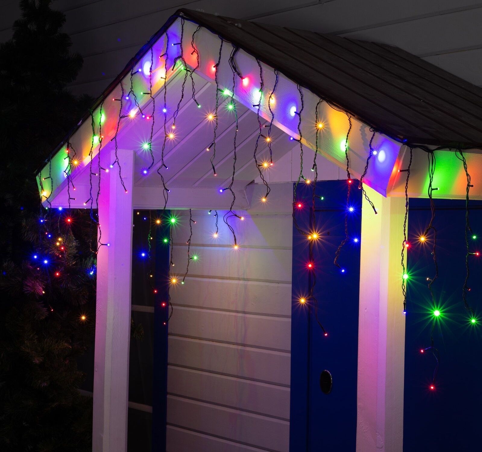 Гирлянда «Бахрома» уличная, УМС, 3х0.6 м, 160 LED SMD (яркие), провод черный ПВХ, мульти