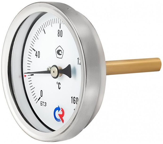 Термометр биметаллический d=63 мм, аксиальный, G 1/2" НР, с погружной гильзой L=46 мм / Термометр биметаллический d=63 м