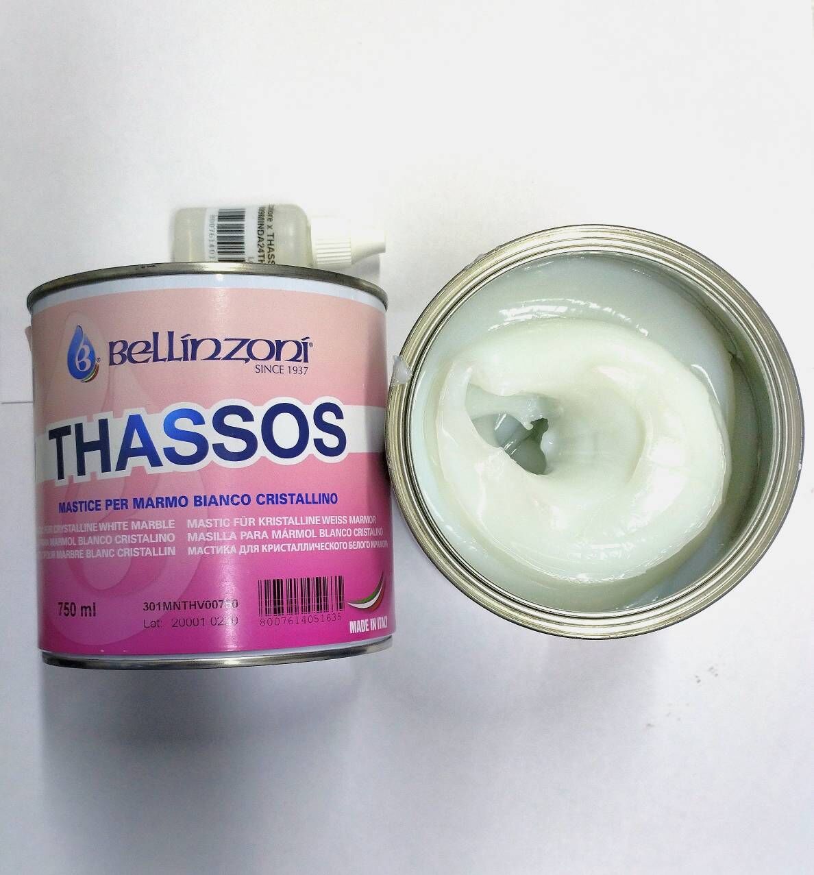 Клей для камня желеобразный THASSOS матово-белый 0,75 л Bellinzoni