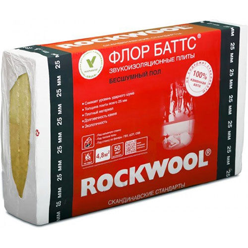 Минеральная вата ROCKWOOL Флор Баттс (1000х600х40) 6 шт (3,6 м2, 0,144 м3) в упаковке
