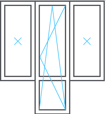 Блок балконный ПВХ 3-створчатый 2100х1990 мм Rehau Blitz 60 мм белый 1-камерный, дверь по центру поворотно-откидная