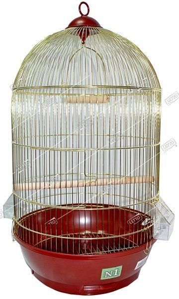 Клетка для птиц золотая круглая, укомплектованная 40х70 см, №1 ДКп330G