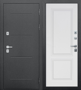 Дверь входная ISOTERMA 11 см Серебро Велюр белый софт