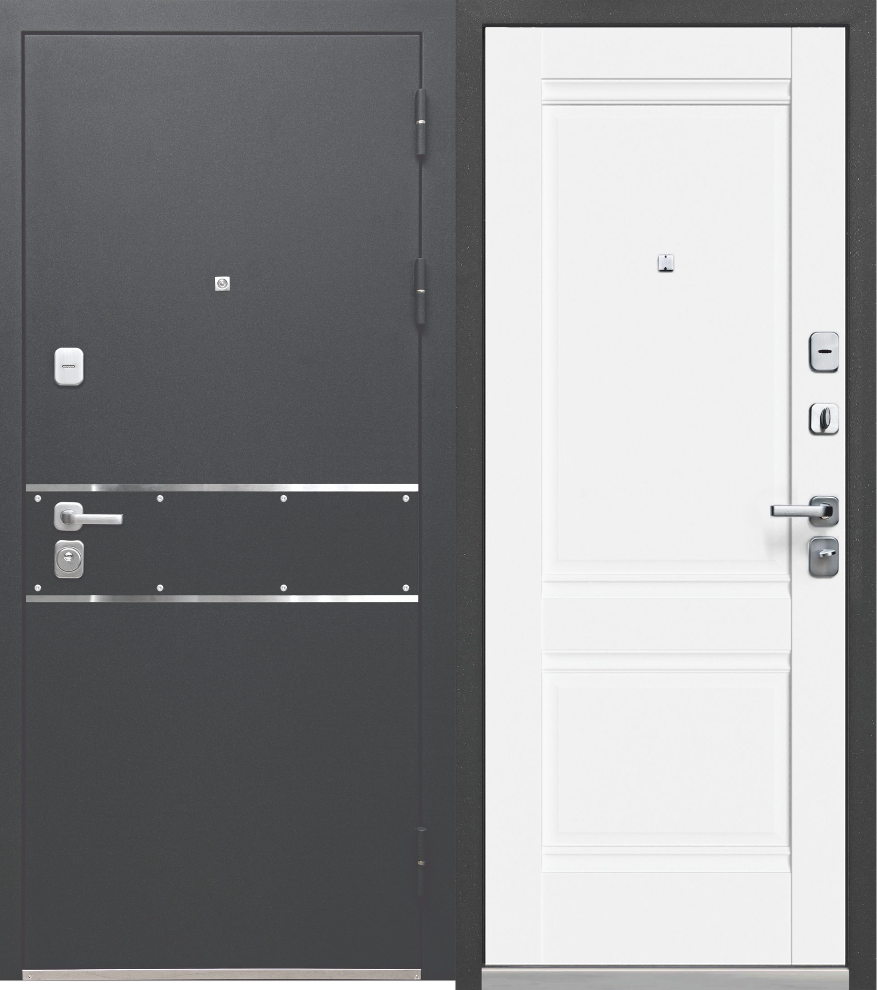 Дверь входная LUXOR Букле черный 2 мм Классика Вайт царга