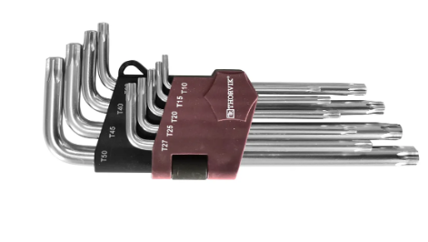 Набор ключей торцевых T-Torx® TTK9S с центрированным штифтом, Т10H-T50H, 9 предметов