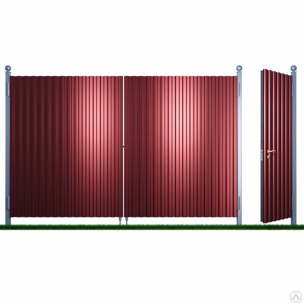 ворота 4500 откатные профнастил, ворота распашные 