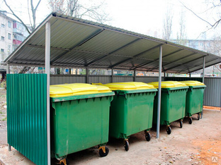 Контейнерная площадка для мусора с крышей на 4 контейнера 
