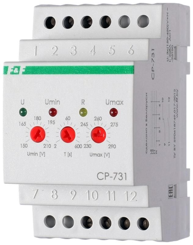 Реле напряжения CP-731 (трехфазный; микропроцессорный; контроль верхнего и нижнего значений напряжения; контроль асиммет