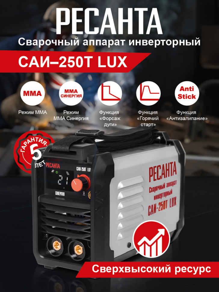 Сварочный аппарат инверторный РЕСАНТА САИ-250T LUX Ресанта 9