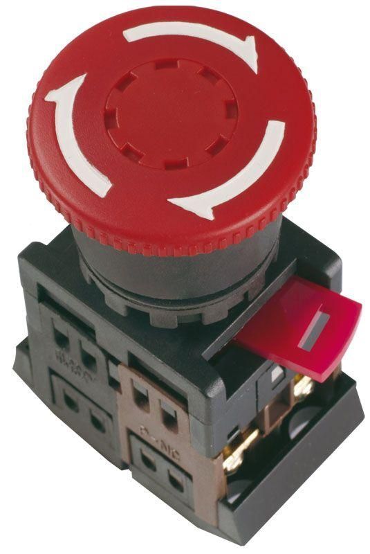 Кнопка «Грибок» AE-22 d22мм 1з+1р 240В с фиксацией красн. IEK BBG10-AE-K04