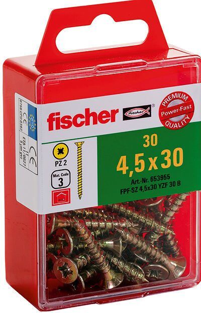FPF-SZ YZF Саморез универсальный fischer, c потайной головой и полной резьбой (комплект из 30 шт) Fischer